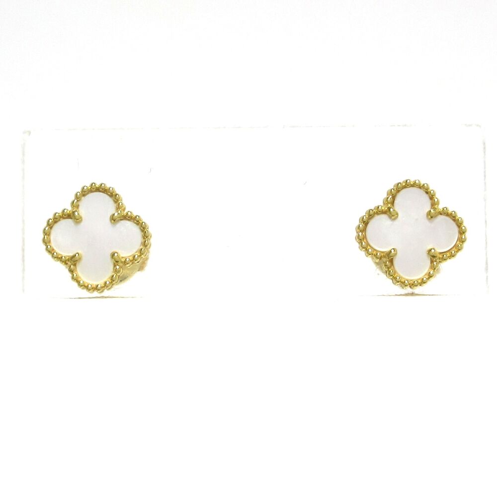 Van Cleef & Arpels Sweet Alhambra Earrings Mother of Pearl 18K Yellow Gold